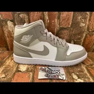 NEW Nike Air Jordan 1 Retro Mid Linen College Grey Basketball Mocha Bred Mens Jordan | Shoes | New Nike Air Jordan Retro Mid Linen College  main image 3